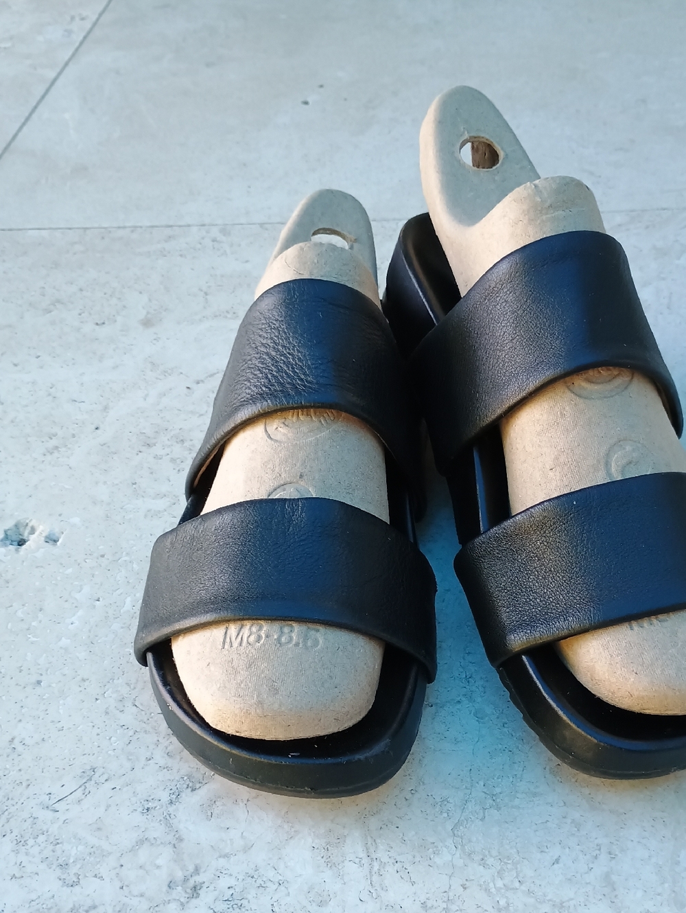 Black Double-Strap Slide Sandals